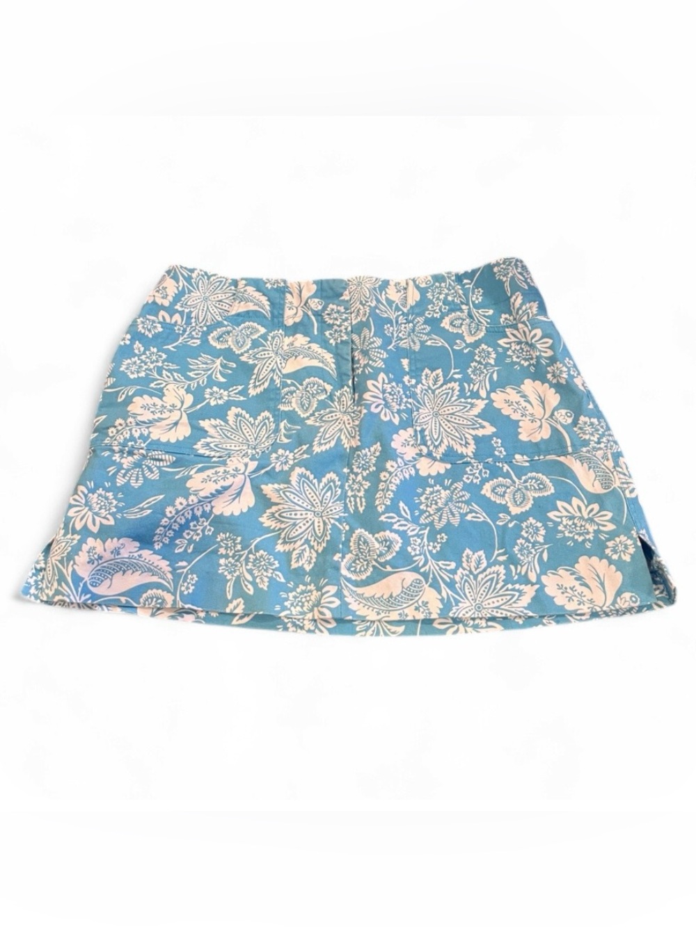 Vintage Y2K Express Blue & White Floral Tropical Mini Skirt 7/8 - Picture 2 of 7